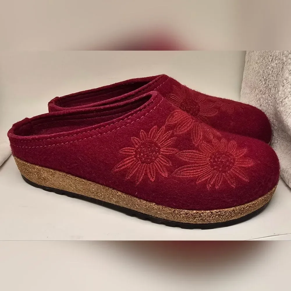 VGUC Haflinger 100% Wool Women's Burgundy Clogs 8 - 8 1/2"  39 Hard To Find - Picture 7 of 10